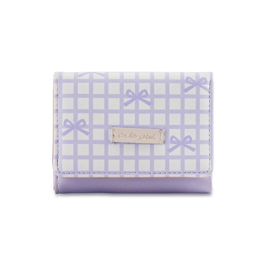 Lattice Cute Tri-Fold Purses Multiple Card Slot Coin Purse Portable Women Card Holder  Student