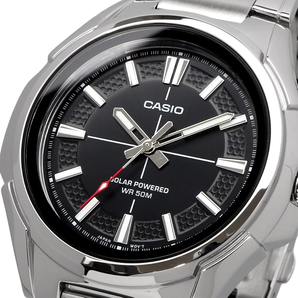 Casio Standard Solar Analog Men's Watch 5ATM Water Resistant Black Metal Band MTP-RS100D-1AV