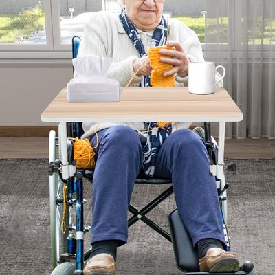Wood Wheelchair Tray Table,Coffee Rectangle Detachable Wooden Wheelchair Table 57*30cm for Disabilities,Reduced Mobility