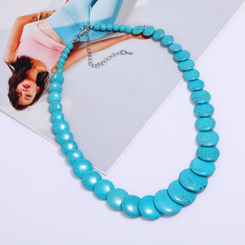 Elegant Boho Artificial Turquoise Necklace Long Pendant For Travel And Events