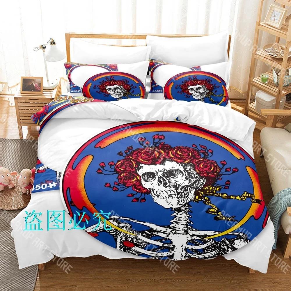 Hip Hop Skull Grateful Dead Bedding Set Single Twin Full Queen King Size Bed Set Adult Kid Bedroom Duvetcover Sets Anime