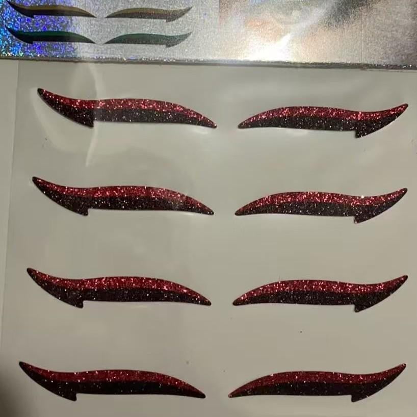 

Самоклеящиеся наклейки для век и ресниц для сценического и вечернего макияжа со стразами для глаз - европейский и американский стили красный