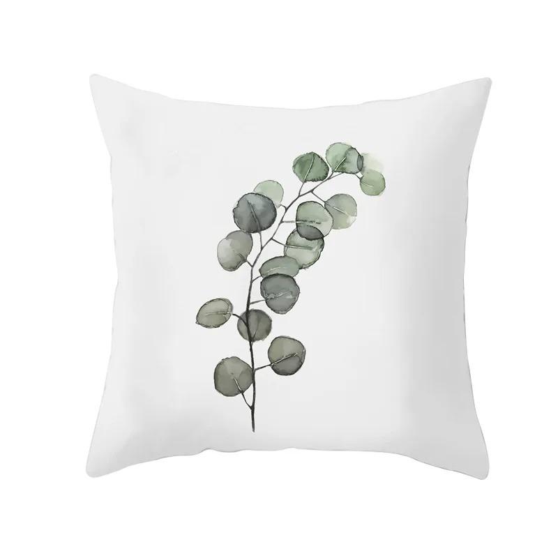 Office Living Room Home Pillowcase Green Leaf Cushion Cover Plant Decoration Pillowcase Car Ornaments