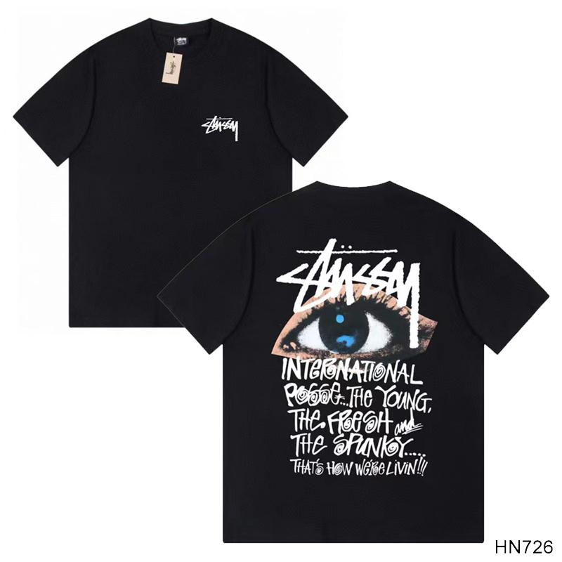 Stussy 2025 Sommer Neues Hochwertiges Rundhals-T-Shirt aus Baumwolle für Männer und Frauen Klassisches Logo mit neuem Musterdruck Paar-T-Shirt