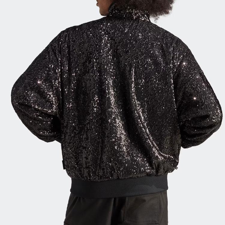 Adidas Originals Clover Blue Version Series Striped Print Sequin Sports Jacket Men Jackets Black IA2461