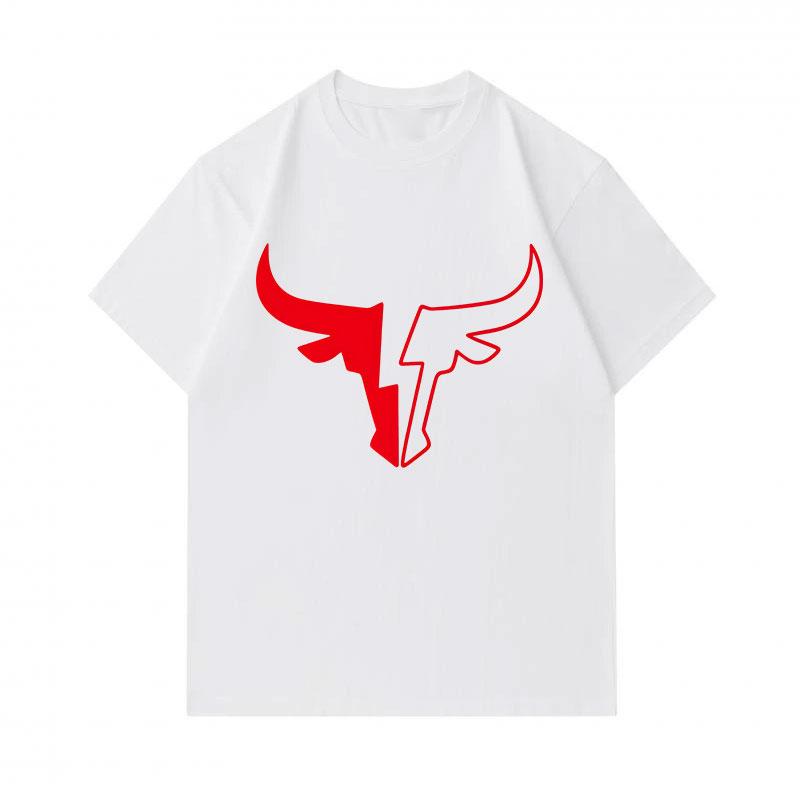 Men's 100% Cotton Crew Neck Short Sleeve T-Shirt, Stylized Red Bull Horn Graphic Printed Casual Soft Breathable Lightweight Daily Wear Tee for Men, Co