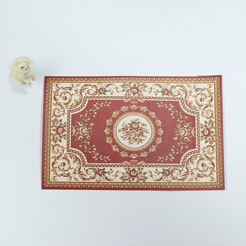 1:12 Scale Mini Retro Floor Mat 1/4Pcs Dollhouse Antique Style Carpet Furniture Home Decoration