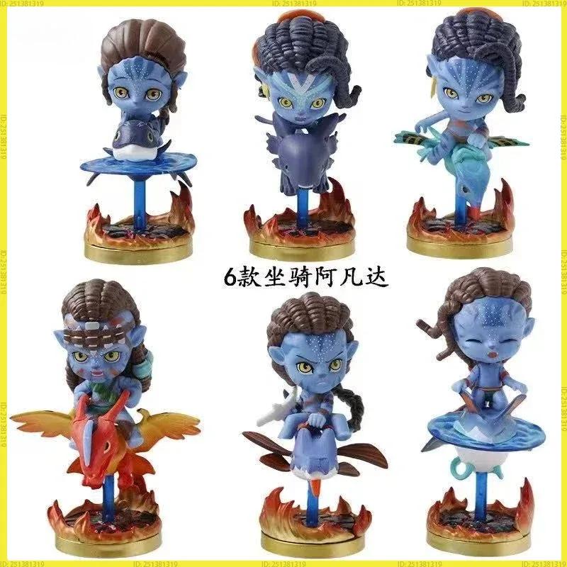Avatar 2 The Way Of Water Q Style Big Head Figurine 6Pcs Jack Sully Neytiri Car Dashboard Home Decor Gift Toy