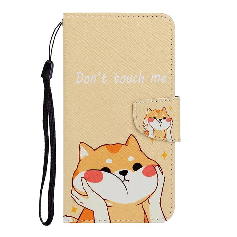 Leather Flip Phone Case For iPhone 11 XR X XS 7 8 SE 2020 SE 2022 Lion Cat Flower Painted Wallet Card Holder Back Cover