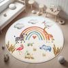 Pastel Rainbow  Cute Animal Round Rug Collection for Baby Nursery  Playroom Watercolor Kids-themed Non-slip Floor Mat