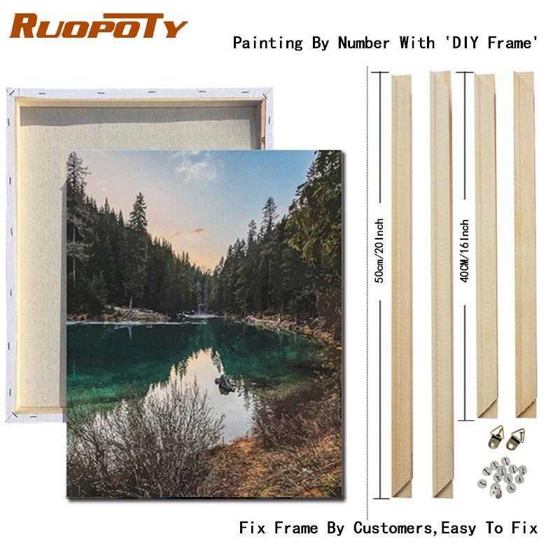 

Ruopoty Tower Landsacpe Diy Наборы для рисования по номерам, ручная роспись маслом, настенная художественная картина, акриловая краска на холсте для декора гостиной, рамка «сделай сам»