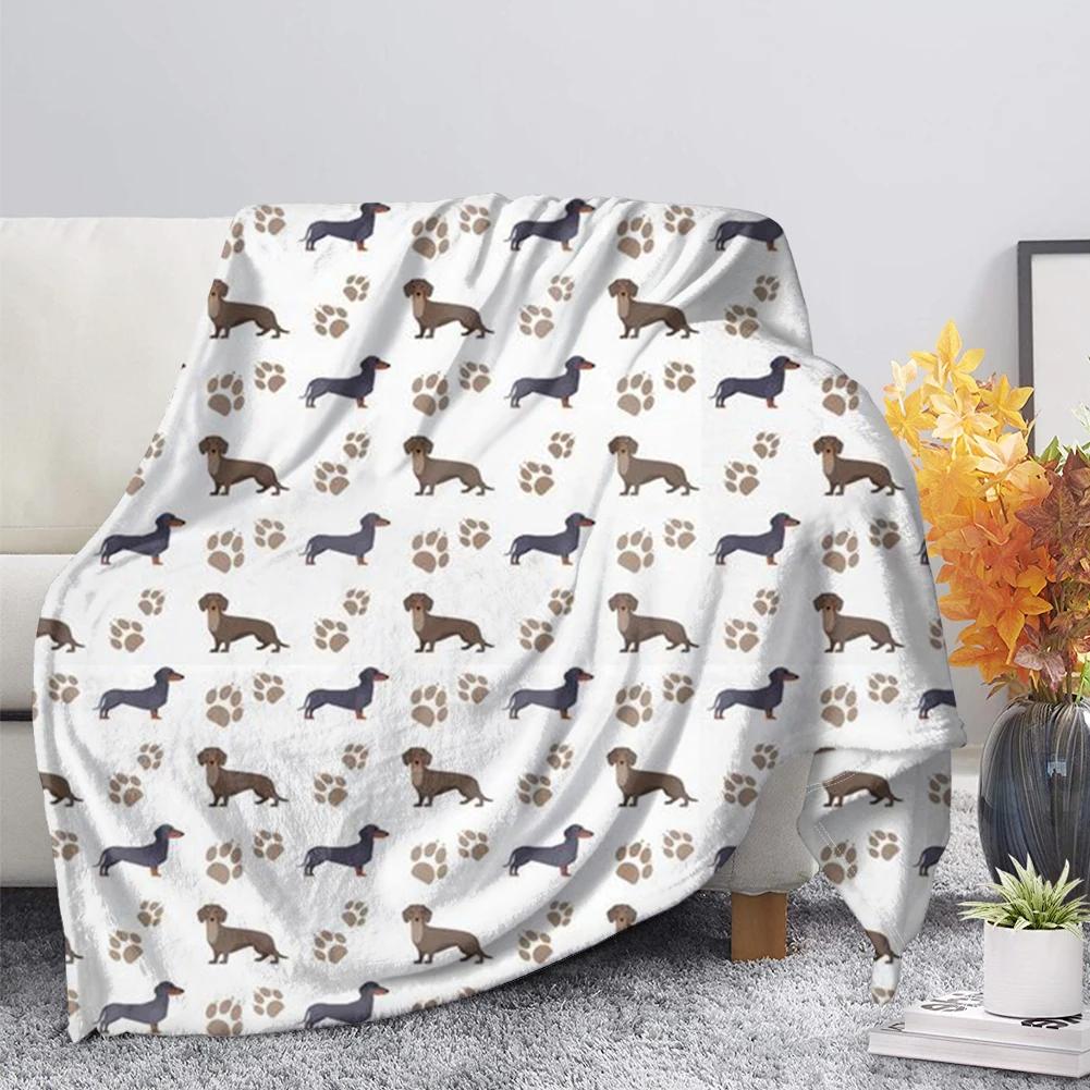 Dachshund Blanket Fluffy Soft Warm Sausage Dog Throw Blankets for Bed Sofa Lightweight Plush Sheet Bedspread Flannel Cozy Cover