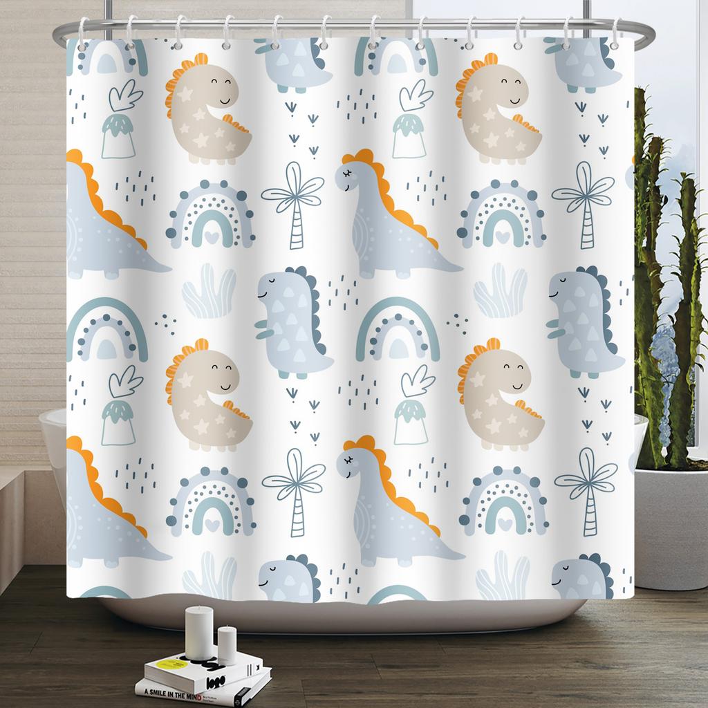 Cartoon Shower Curtain for Bathroom Kids Rainbow Cloud Sun Stars Flower Unicorn Cute Animals Waterproof Bath Curtain Home Decor
