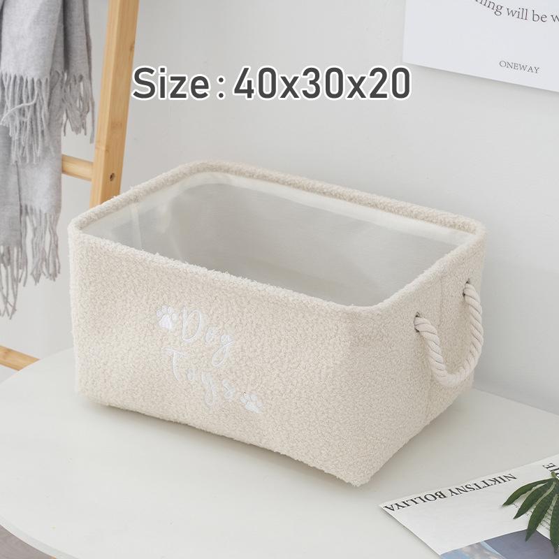 Cesto Porta Giocattoli per Cani in Peluche Pieghevole Scatola Porta Giocattoli per Cani con Manico Confortevole Adatto per Conservare Accessori Giocattoli per Animali Domestici