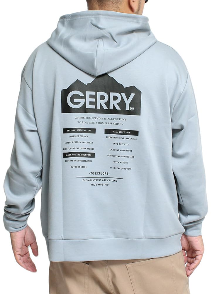 

One Colors GERRY Men s Pullover Hoodie with Back Print, Stretch Cardboard Sweatshirt, Size 5L, Blue B