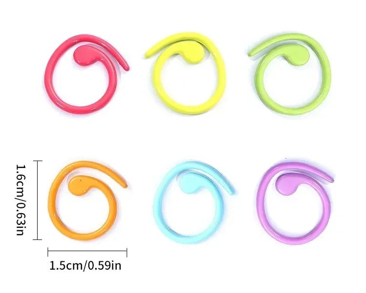 30/100pcs Zinc Based AlloyKnitting Stitch Markers Spiral Multicolor Painted Marker Buckle Crochet Lock Knit Needle Clip