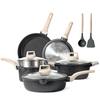 Granite Non-stick Cookware Set: Stovetop Milk Pot, Soup Pot, Wok, Frying Pan, Flat-bottomed Pan Kitchen Kit.