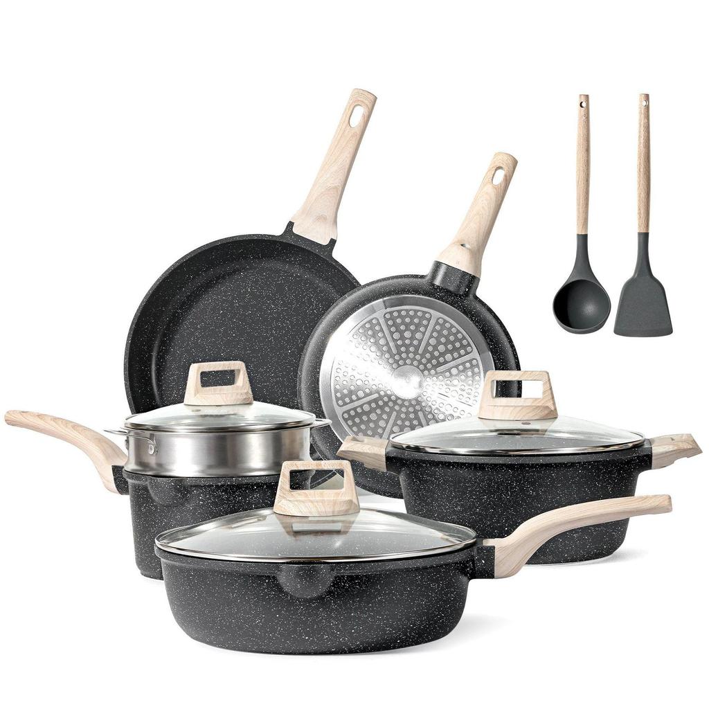 Granite Non-stick Cookware Set: Stovetop Milk Pot, Soup Pot, Wok, Frying Pan, Flat-bottomed Pan Kitchen Kit.