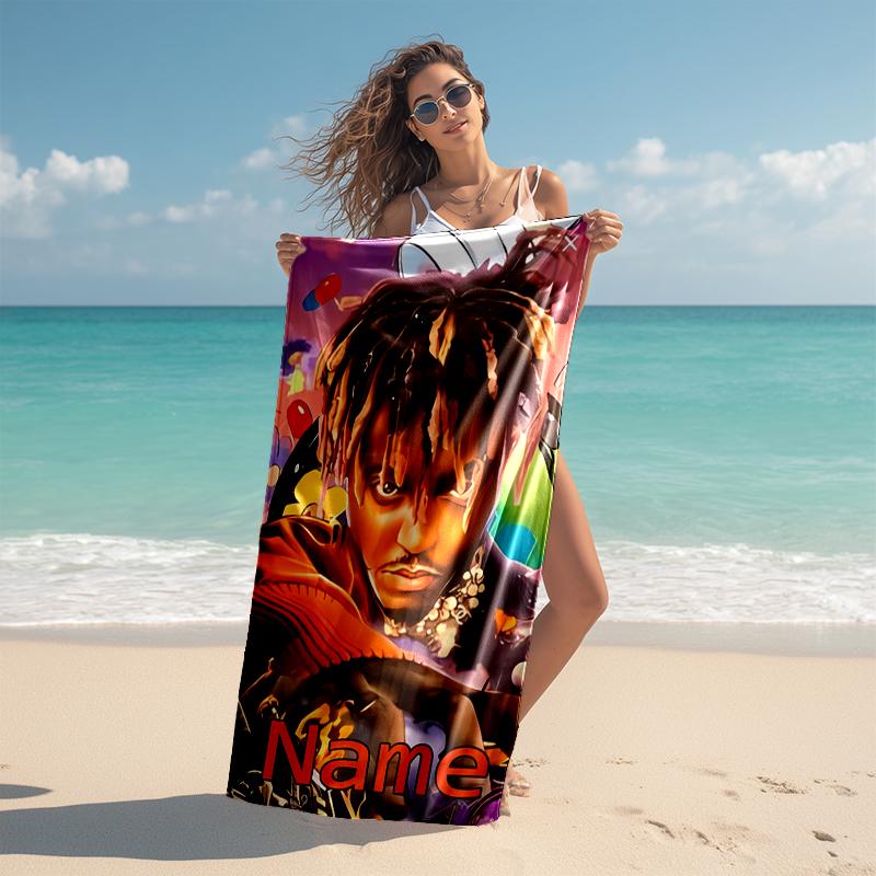 Personalized customized proof beach towel with Juice WRLD pattern - soft, absorbent,quick-drying,perfect swimming,camping&bathing