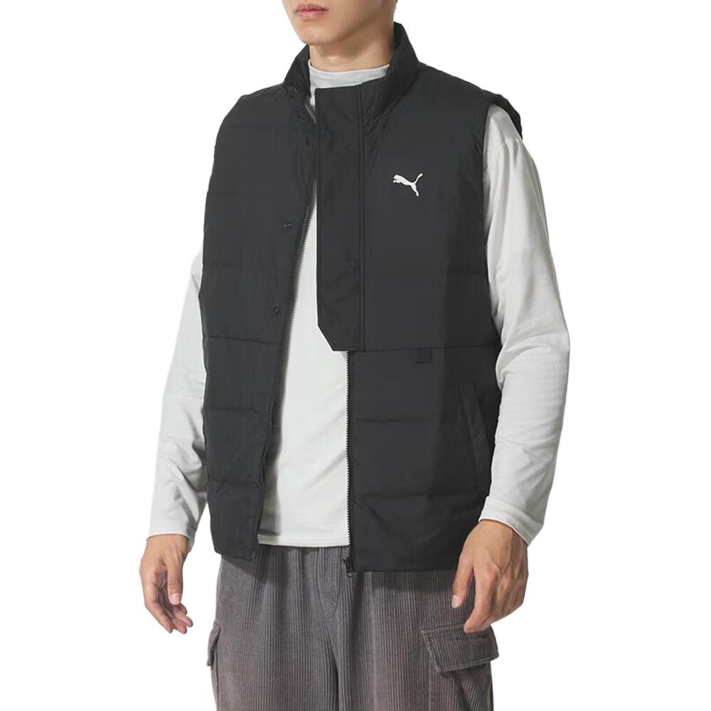 Men's PUMA Down Vests Men's Black Stand Collar Moderate