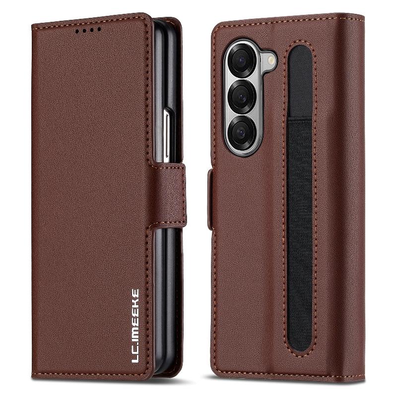 Magnetic Flip Leather Phone Cover For Samsung Galaxy Z Fold6/Z Fold 5 Built-in Wallet Card With Pen Slot(Excluding Pen)