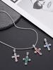 1 Punk/Hip-Hop Style Cross Glass Pendant Long Necklace, Suitable for Men's Party or Daily Wear, Men's Holiday Gift