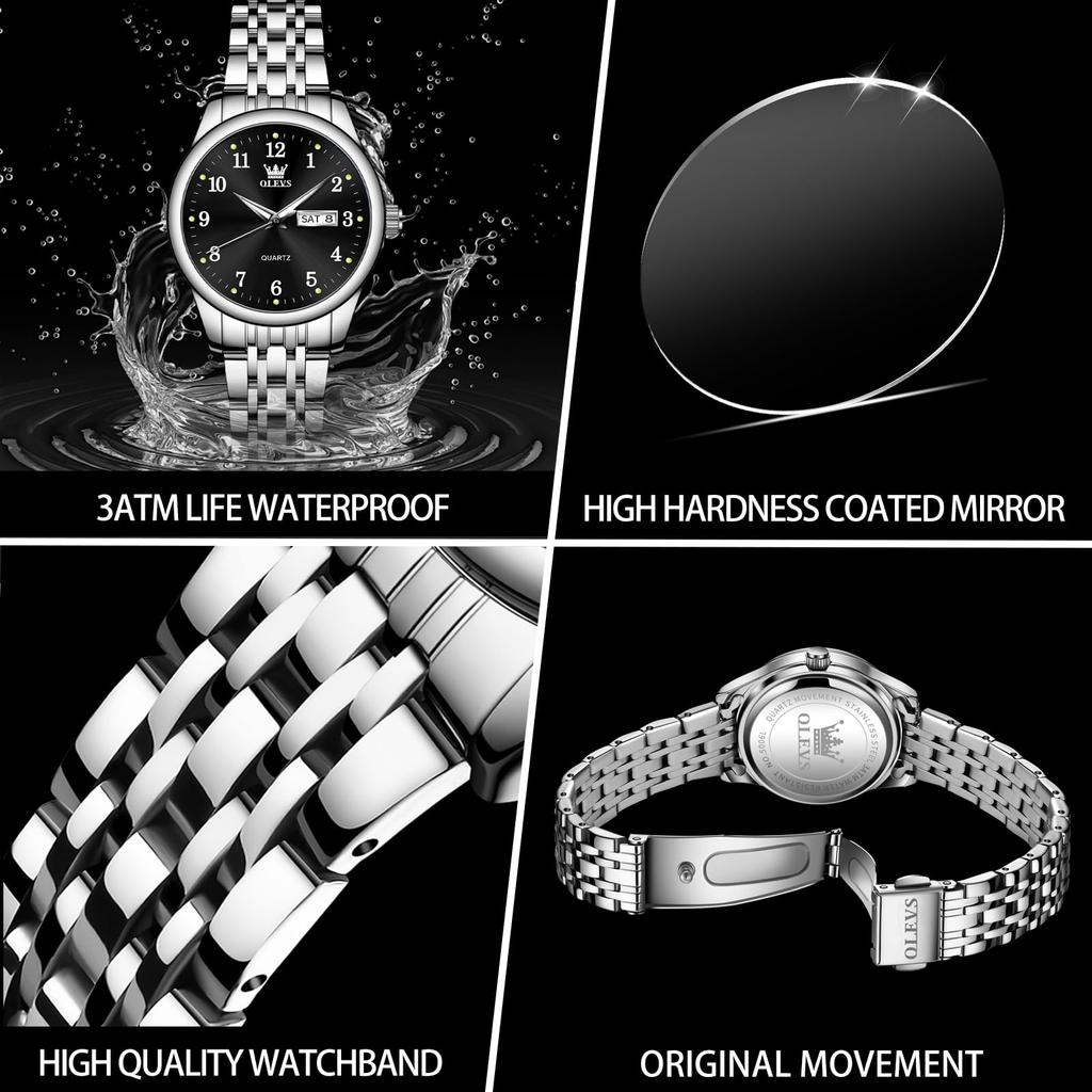 OLEVS Analog Popular Business Stylowy zegarek na rękę ze stali nierdzewnej dla uroczego zegarka dla czarnego modnego prostego odpornego na ciśnienie łatwego do codziennego noszenia