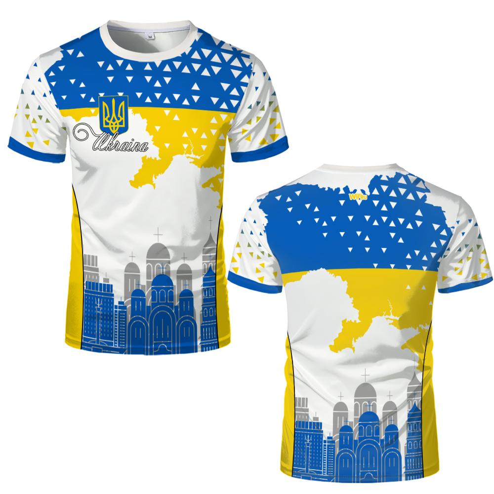 New Ukraine National Flag Graphic Jersey Summer Outdoor Sports Breathable T-shirts Men's and Women's Casual Streetwear