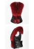 Plus Size Faux Fur Vest with Faux Fox Fur Collar - European and American Style