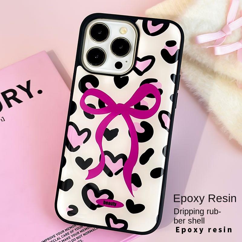iPhone case Resin anti-drop Art design For HUAWEI mate60pro Leopard print heart