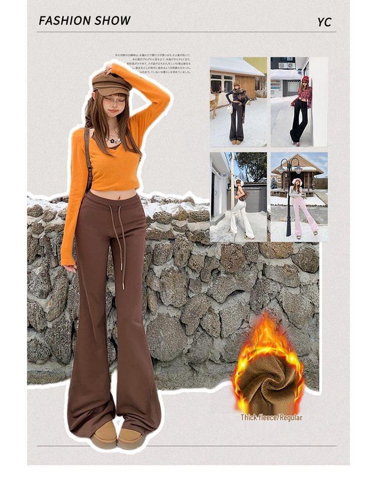 High-Waist Velvet Flare Pants for Women – Autumn & Winter Hip-Lifting Style.