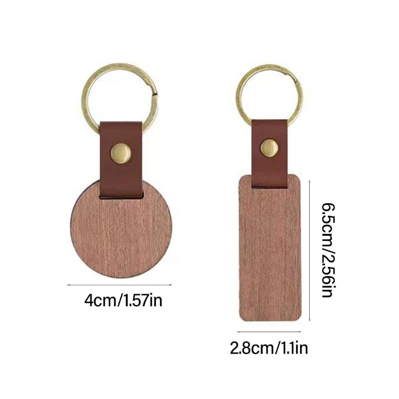 10Pcs Blank Wood Keychains Accessories Unfinished Rectangle Wood Plaque for DIY Crafts and Engraving