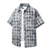 Camicia a maniche corte vintage a quadri a contrasto per primavera ed estate, camicia da coppia a vestibilità ampia