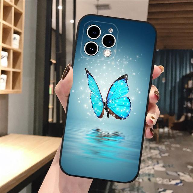 

Чехол для телефона для Iphone 14 Pro Max 13 12 11 Pro Max Xs Xr X 12mini 14 Plus Se красивый чехол с бабочкой и цветком Funda iPhone 12Pro
