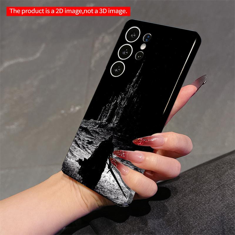 2DFlat Samsung phone case Dark knight, towering castle, sword drawn. Applicable to Galaxy S23 S24 S25ULTRA S26 A12 A14 A15 A16 A54 A55