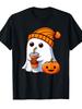 Unisex T-shirt Halloween Costume Ghost Drinking Pumpkin Men Women Girls T-Shirt