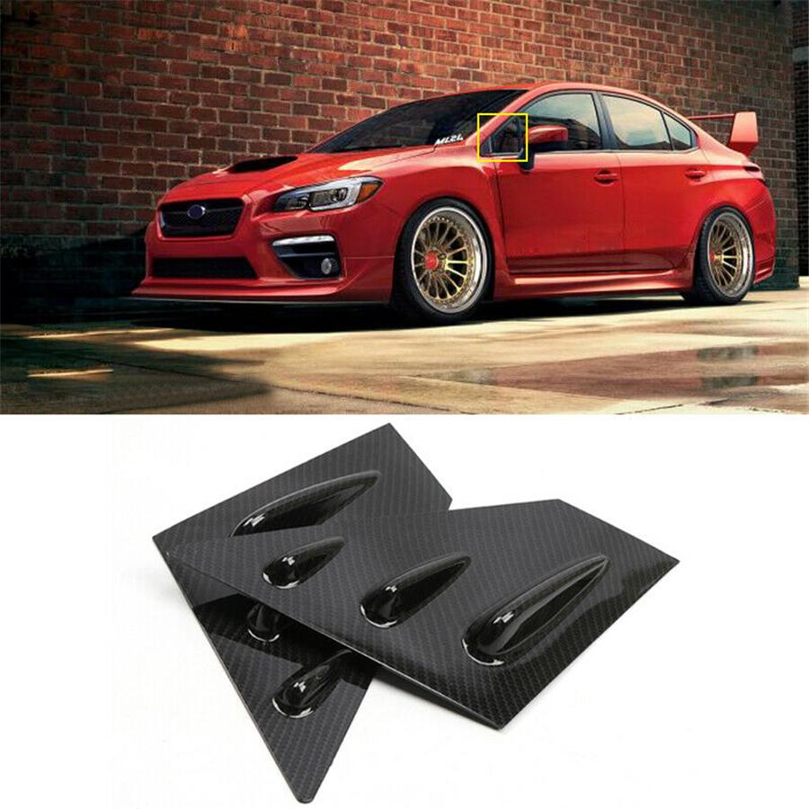 2x Carbon Fiber Look Front Window Louver Cover Trim For Subaru WRX STi 2015-2020