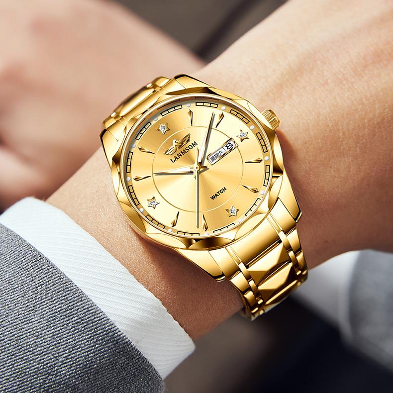 New TOP Brand Luxury Men's Watch With Box Fashion Waterproof Double Calendar Men's Quartz Watches