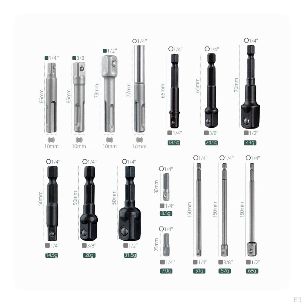 4 Pieces Drill to Screwdriver Adapter SelfLocking Hex Shank Alloy Steel Quick Release