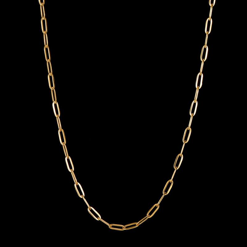 Pozłacany 18-karatowym złotem unisex naszyjnik ze stali nierdzewnej z płaskim łańcuszkiem typu O o szerokości 3,5 mm