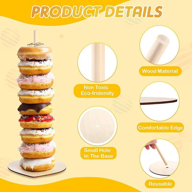 Holz Donut Ständer Display Rack für Desserts Dim Sum Brot Verkauf Geburtstag Hochzeit Party Tischdekoration