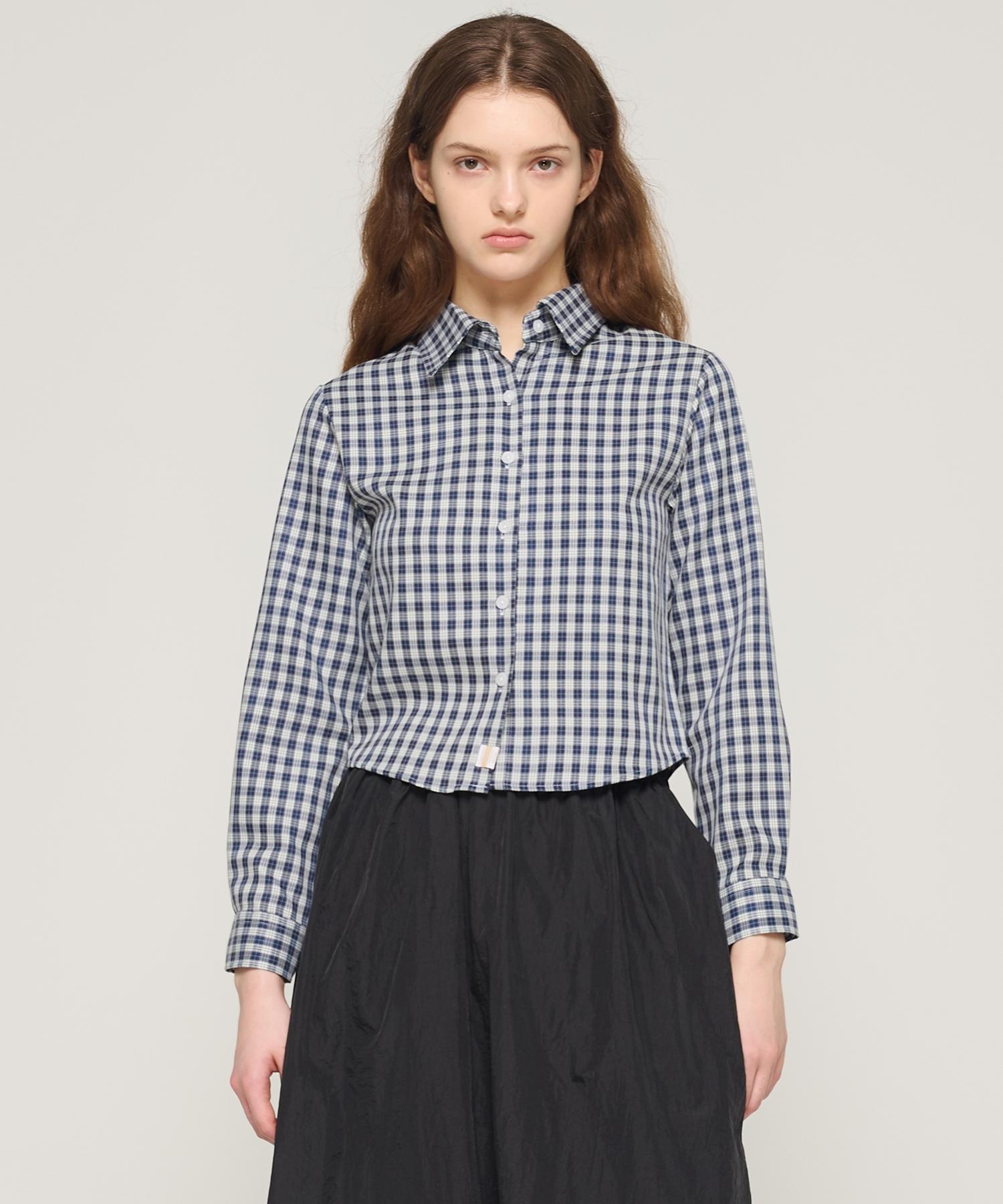 Cargo Bros For Woman Mare Crop Check Shirt (Navy) Free