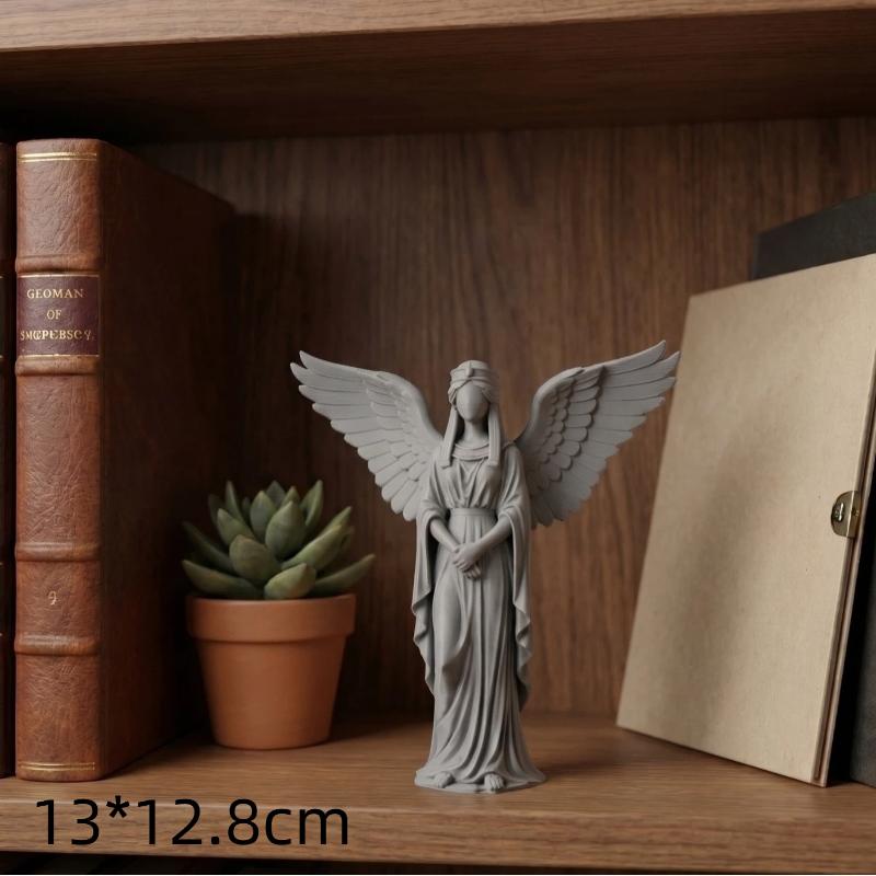 3D-gedruckte Schutzengel-Figur Weißgold Betende Religiöse Statue für Garten Fensterbank Dekoration Einweihungsgeschenk