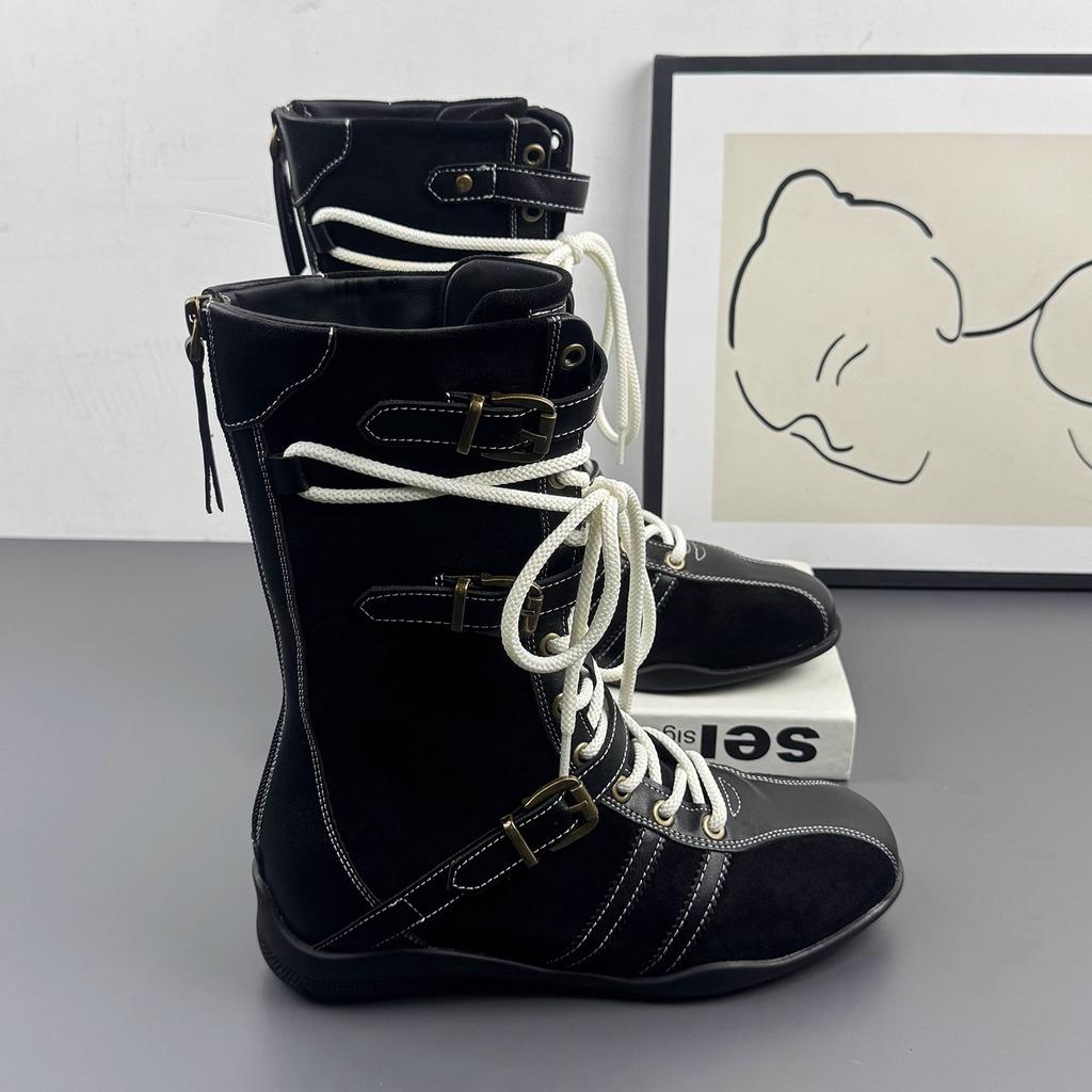 Niche Design Boxing Boots Women's Inner Heightening Suede Maillard Short Martin Boots Sports Retro Western Boots