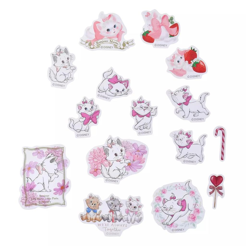 Disney Marie Sticker Flakes in Case with Chain Japan NEW Disney Store