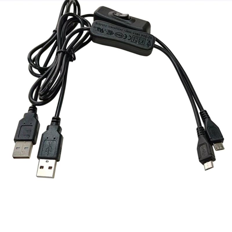 USB to Micro USB Cable USB Male to Micro USB Male with Switches Charging Cable Adapter USB2.0 Fast Charging for Phone