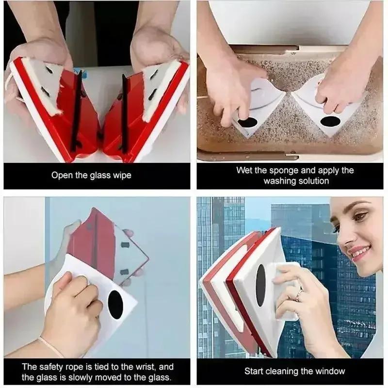 Limpiacristales magnético para limpieza de ventanas Limpiador doméstico Limpiador de vidrio Herramienta limpiacristales