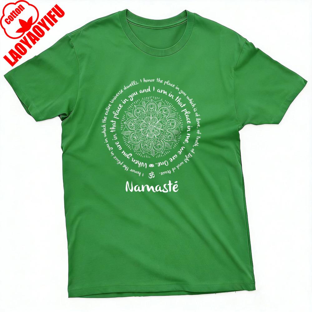 Namaste Mandala Design Summer Men TShirt Spiritual Yoga Style Unisex Casual Comfortable T Shirt High Quality Cotton Tees