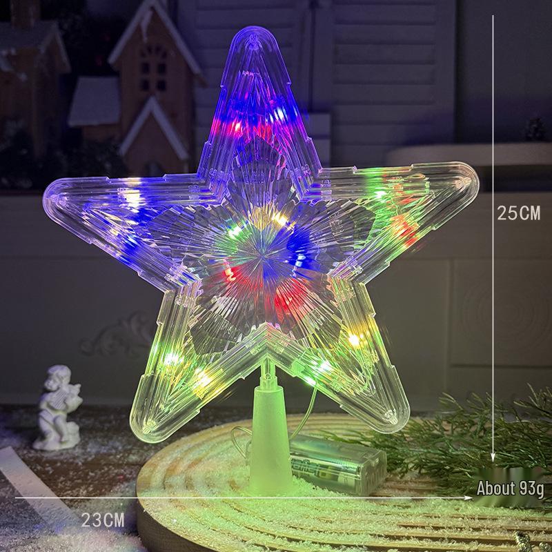 Christmas Transparent Luminous Star Tree Topper - Light-up Five-Pointed Decoration