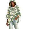 Women's Vintage Floral Print Hooded Pullover Top with Three-Quarter Sleeves for Casual Daily Wear